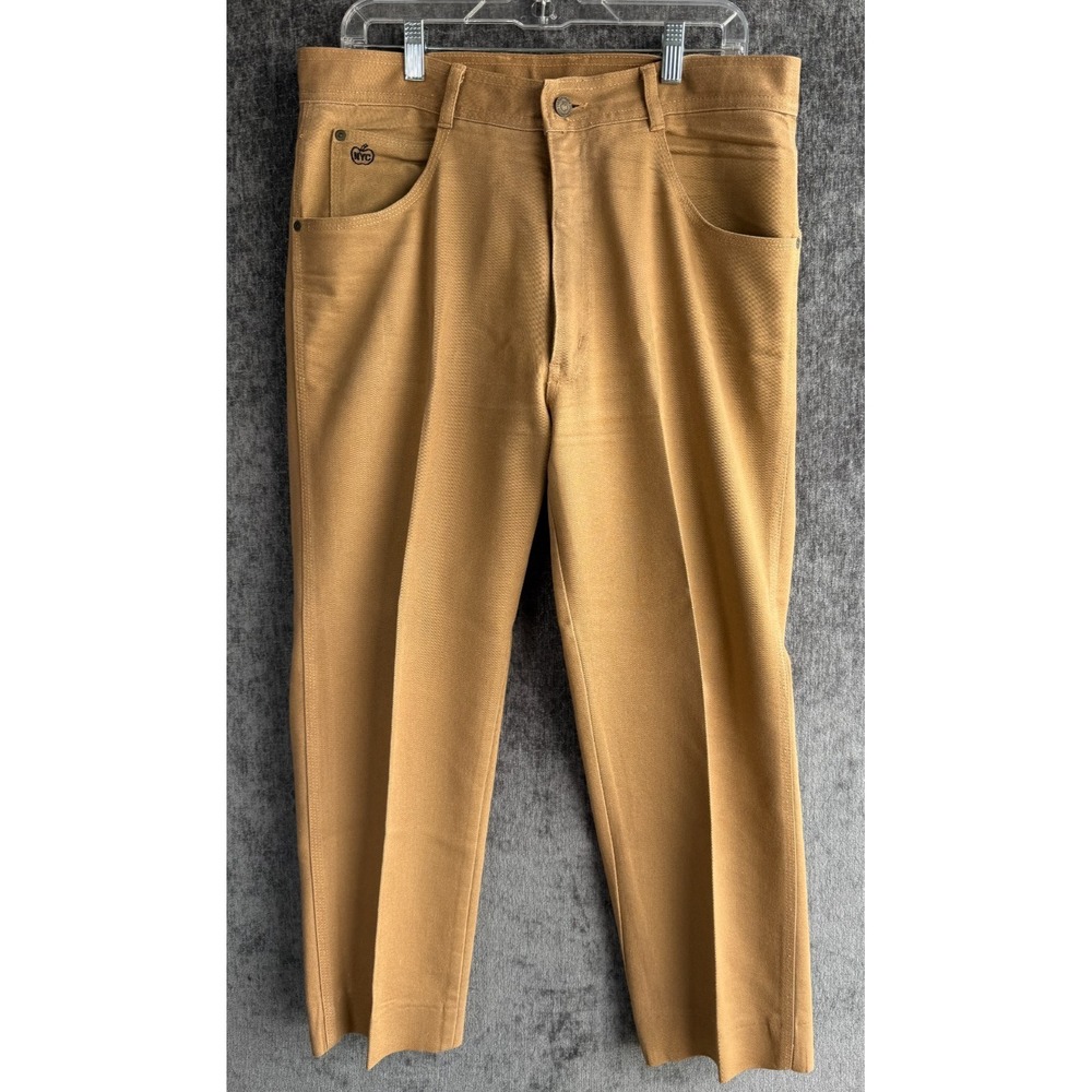 Vintage 29 Broadway NYC Mens Size 36 Tan Canvas Cotton Blend Trousers High Rise
